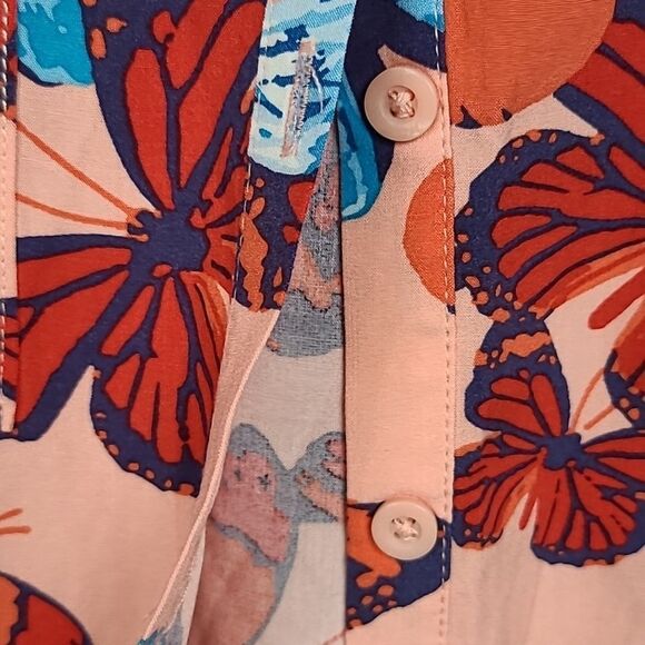 LuLaRoe Amy Butterfly Pink Dolman Sleeve Button Down Shirt Pink Gypsy Blouse - Picture 6 of 10